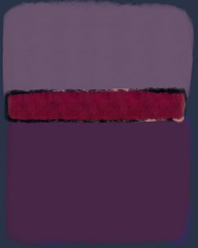 Art abstrait moderne en lilas, rouge, violet et bleu sur Dina Dankers