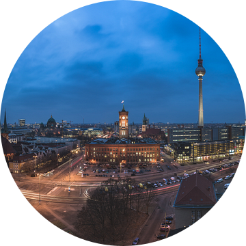 Panorama van de Berlijnse skyline op de Alexanderplatz van Jean Claude Castor