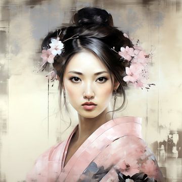 Vrouw in kimono van Lauri Creates