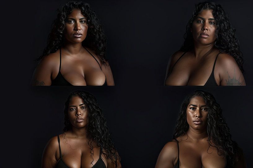 malerisches Porträt Fantasie Collage dunkle Frau von Egon Zitter