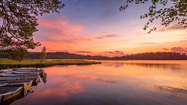 Zonsondergang aan het meer Säfssjön