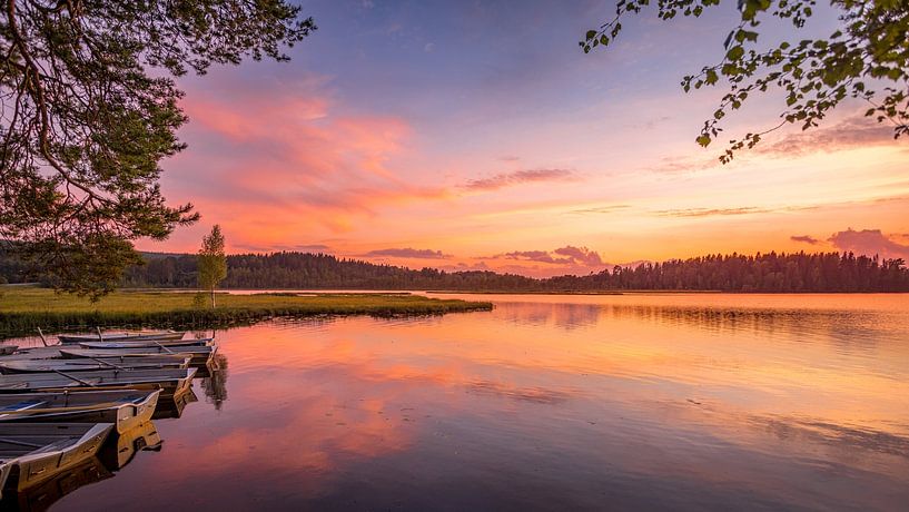 Coucher de soleil au lac Säfssjön par Boris Van Berkel
