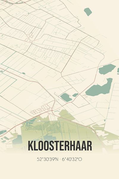 Carte ancienne de Kloosterhaar (Overijssel) par Affiches de lieux