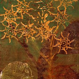 Elephant in the forest. Monoprint (1 ) by Ineke de Rijk