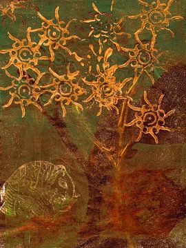 Elephant in the forest. Monoprint (1 ) by Ineke de Rijk