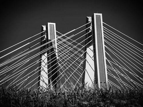 Brücke auf der Weichsel Krakau Schwarzweißfotografie