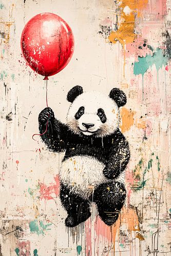 Panda met rode ballon