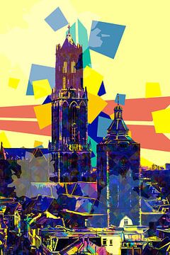 Utrecht Dom tower in Pop Art style by John van den Heuvel