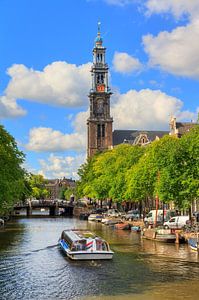 Westerkerk Grachtenboot Amsterdam von Dennis van de Water