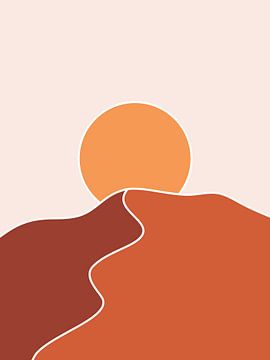 Minimalistische woestijn met zon van Studio Miloa
