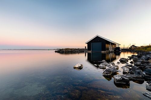 Boat house in a lake