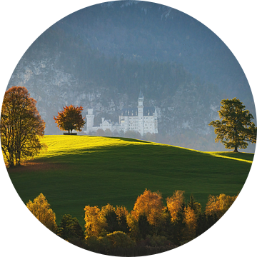 Kasteel Neuschwanstein met herfstbomen van Daniel Pahmeier