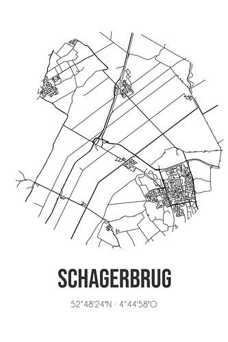 Schagerbrug (Noord-Holland) | Karte | Schwarz und Weiß