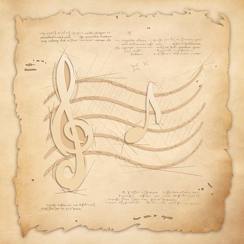 Muziek. Vintage kunst in antieke stijl voor professionele muzikanten & fans