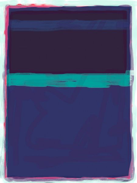 Abstract schilderij in blauwtinten, colorfieldpainting van Rietje Bulthuis