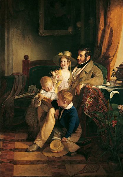 Rudolf von Arthaber and his children, Friedrich von Amerling by Masterful Masters