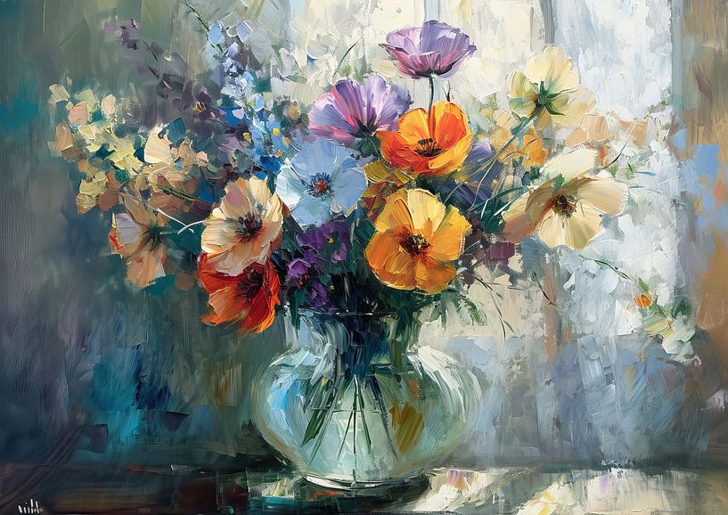 Ausdrucksstarke Blumenkunst | Tanz der Farben von Blickfänger Gemälde