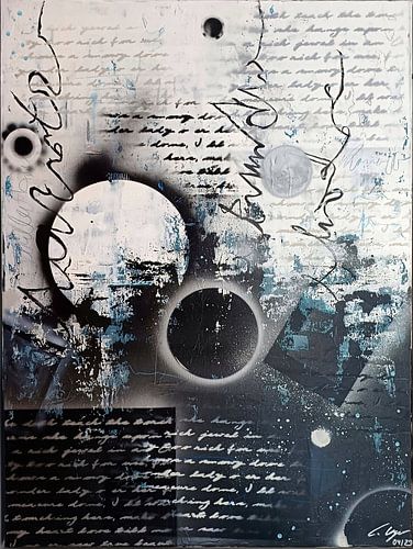 Abstrakt Kreise Letters Schwarz Blau Weiß