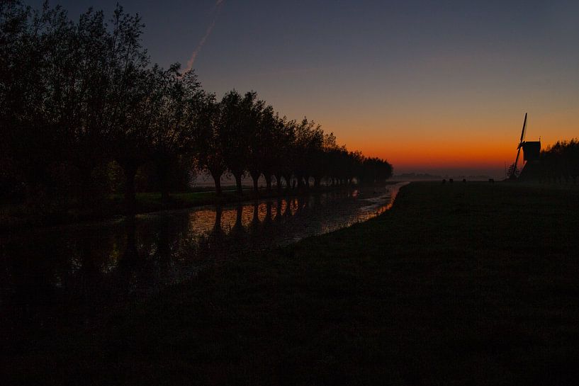 Windmill of Kockengen at sunset by Jeroen Stel