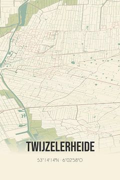 Vintage landkaart van Twijzelerheide (Fryslan) van Rezona