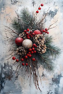 Kerstkrans | Feestelijk Winter Stilleven van Kunst Kriebels