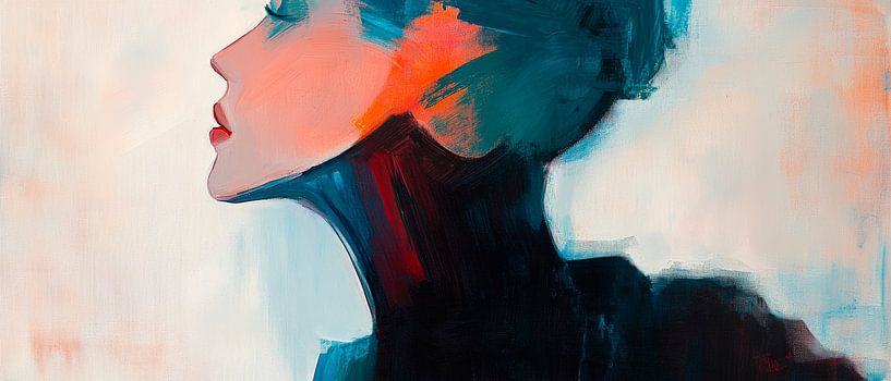 Kleurendans in profiel - moderne kunst van Poster Art Shop