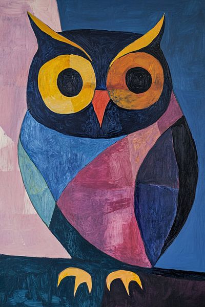 Buntes abstraktes Eulen-Kunstwerk von Imperial Art House