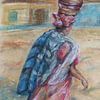 Portrait d'une femme africaine se rendant au marché sur Ineke de Rijk