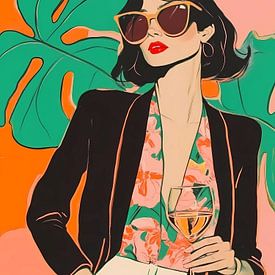 Zelfverzekerde vrouw met een glas wijn van IamHome Studio