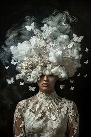 woman with butterflies