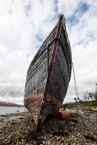 Verlaten boot in Schotland van Digitale Schilderijen