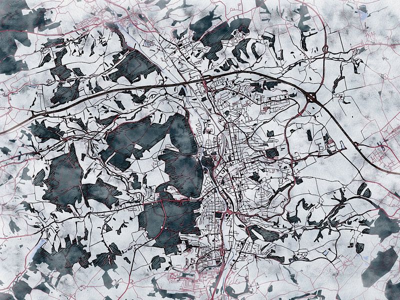Kaart van Gera in de stijl 'White Winter' van Maporia