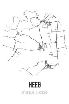 Heeg (Fryslan) | Karte | Schwarz und weiß von Rezona