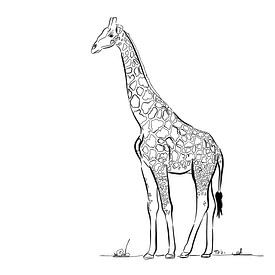 Giraffe schwarze und weiße Linien von Teun Poppelaars