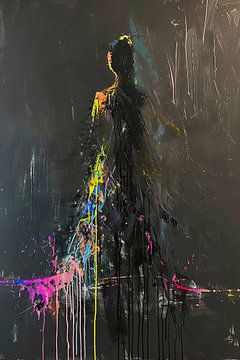 Felle Vrouw | Felle Kleuren Achtergrond van Kunst Kriebels