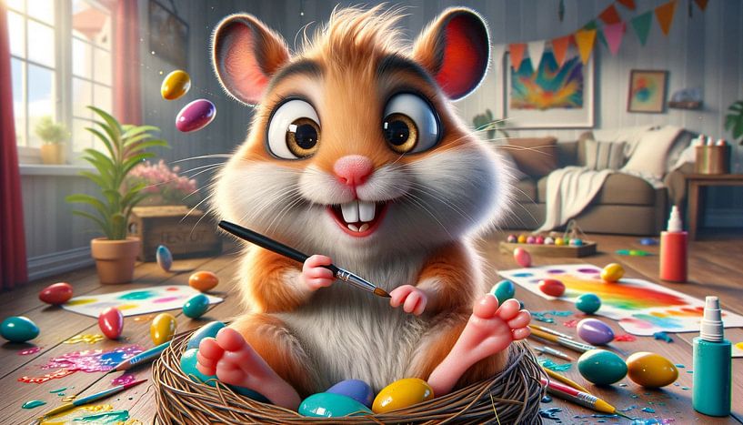 Hamster&#039;s colourful Easter preparations by artefacti