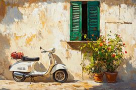 Vespa voor het raam van Poster Art Shop