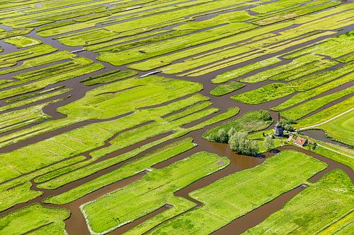 Aerial view of Eilandspolder with windmill
