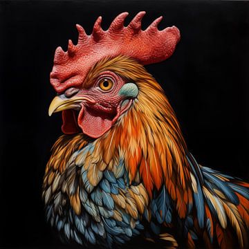 Portrait coloré du coq sur The Xclusive Art