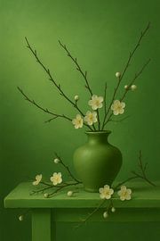 Greenlight Serenade - Vase mit weißer Blüte in sanftem Stillleben von Kleurenrijk