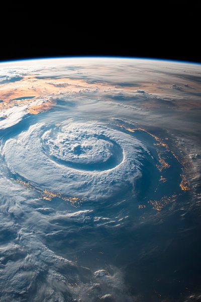 Hurricane over the earth's surface by Poster Art Shop