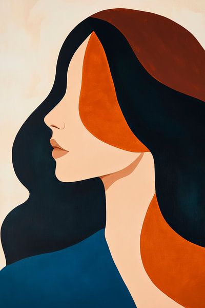 Profiel van een gestileerde vrouw in kleuren van Poster Art Shop