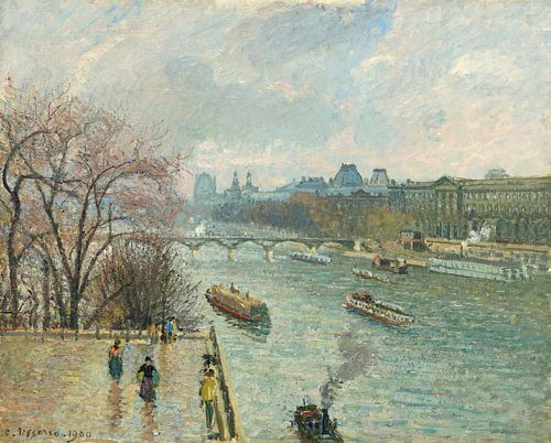 Camille Pissarro,Het Louvre, middag, regenachtig weer