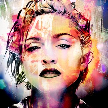 Madonna Abstract Portrait Orange Red by Art By Dominic
