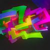 Zeer kleurrijk 3D Graffiti kunstwerk met de naam "Tez" van Pat Bloom - Moderne 3D, abstracte kubistische en futurisme kunst
