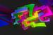 Zeer kleurrijk 3D Graffiti kunstwerk met de naam "Tez" van Pat Bloom - Moderne 3D, abstracte kubistische en futurisme kunst