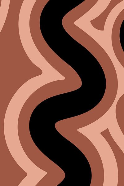 Retro-Wellen: Minimalistische abstrakte Kunst in Terra, Pink und Schwarz Nr. 3 von Dina Dankers