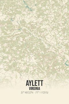 Vintage landkaart van Aylett (Virginia), USA. van MijnStadsPoster