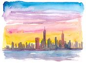 Die Skyline von New York City in goldener Abendstimmung von Markus Bleichner Miniaturansicht