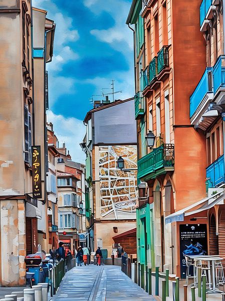 Toulouse Carmes Charming European Street with Colorful Buildings by Sergio Pazzano